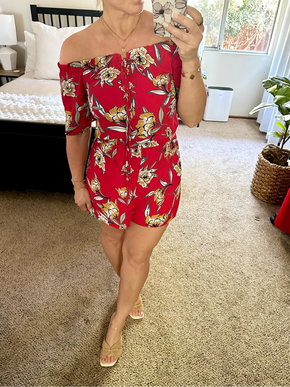 | rolypoly • tropical ots floral romper • small |
